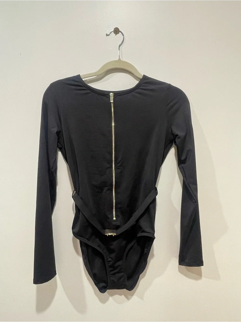 MICHAEL Kors Black Belted Long Sleeve One Piece Swimsuit Sz 10
